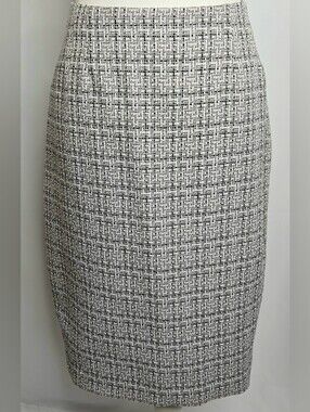 Black Label by Evan-Picone‎ Textured Tweed Pencil Skirt Black White Size 8 NWOT